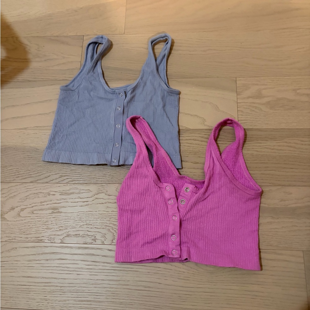 Urban Outfitters Ribbed Crop Tops - Pink and Purple